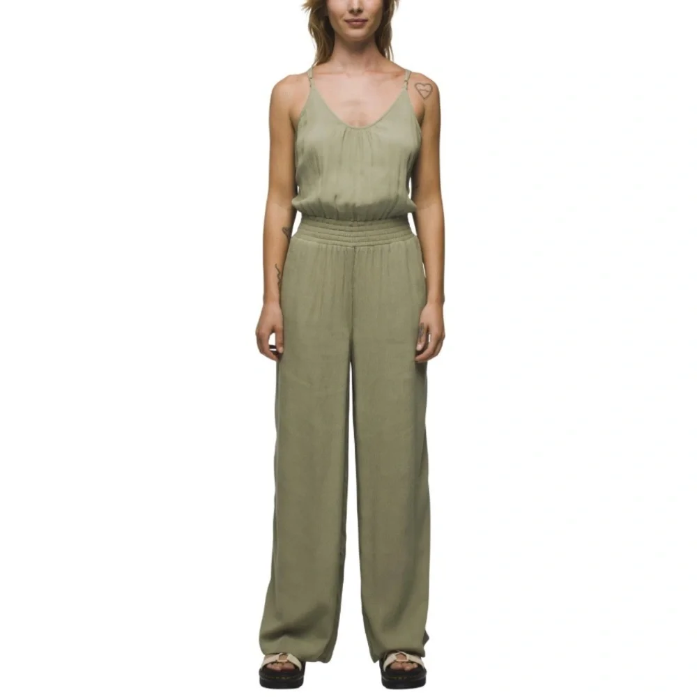 NWT Prana Fernie Strappy Wide Leg Jumpsuit Sage Green Swimsuit Beach Coverup